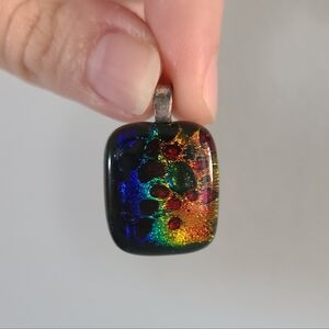 Multicolor Dichroic Glass Pendant Handcrafted
